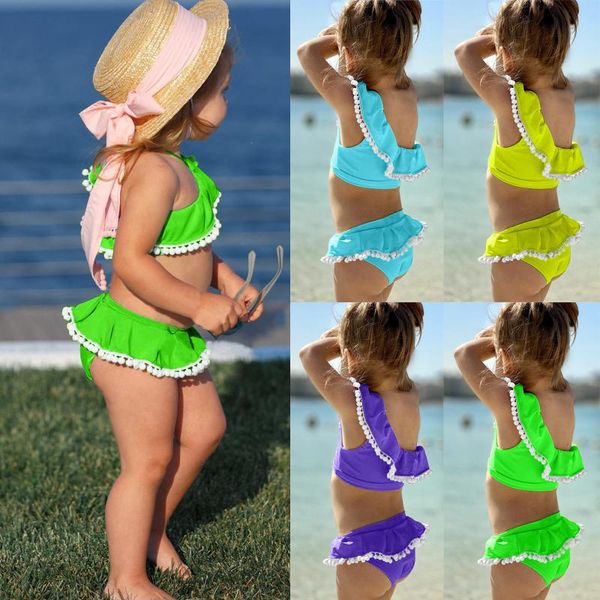 

baby swimwear for girls toddler off the shoulder swim two pieces bikini praia infantil bimba one-pieces, Black