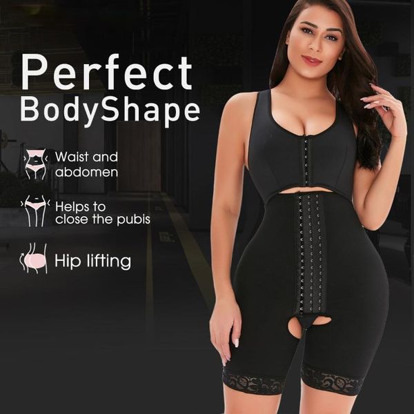 

women's shapers full body shaper bodysuit waist trainer corset thigh trimmer push up postpartum tummy control bulifter panties slim sha, Black;white