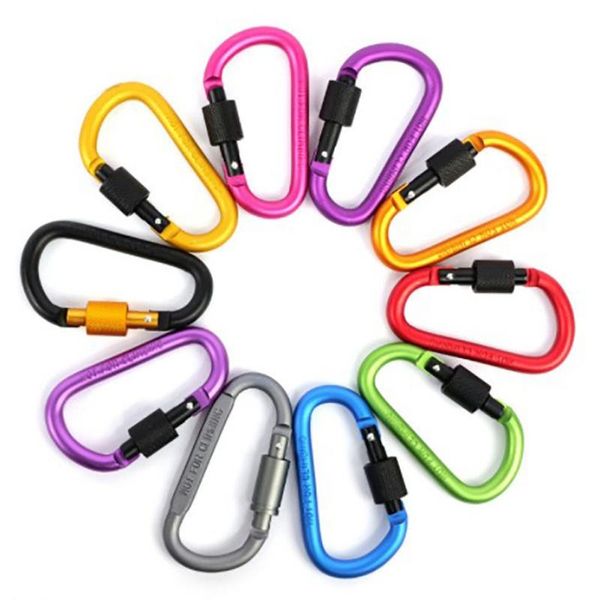 

cords, slings and webbing 2/4 pcs outdoor mountaineering buckle lock fast hanging water bottle d type kettle backpack keychain color random