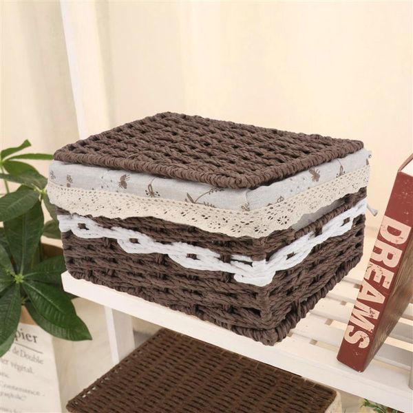 

storage baskets 1pc rattan woven bin with lid basket organizer household decor