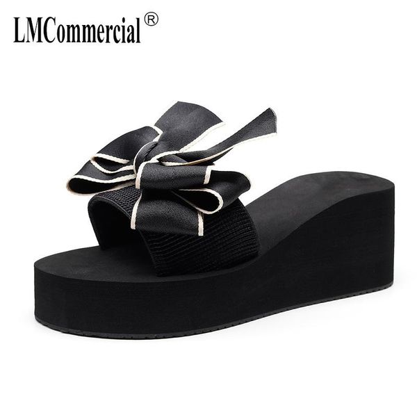 

slippers butterfly lady summer outside wear thick-soled internet celebrity women full of flip flops luxury, Black