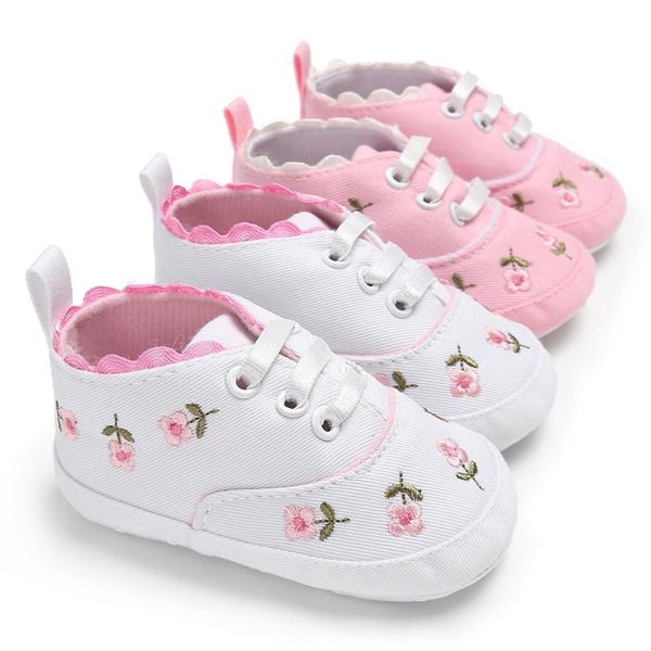 

infant toddler canvas shoes baby boy girl soft sole embroidered floral crib born sneaker for children casual sport shoe first walkers