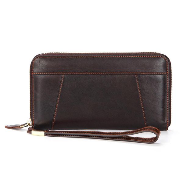 

wallets oil genuine leather men wallet male clutch long zipper vintage purse card holder cion pocket carteira, Red;black