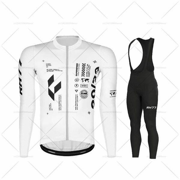 

racing sets 2021 rh77 long sleeve cycling clothing bib pants set ropa ciclismo men bicycle mtb bike uniform autumn jersey, Black;blue