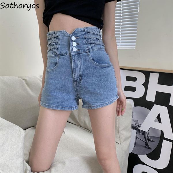 

women's shorts women denim solid fashionable chic high waist vintage casual slim designed ulzzang all-match streetwear jeans daily, White;black