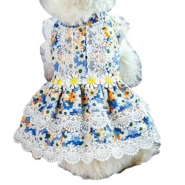 

dog dress floral pattern breathable cotton soft comfy for summer pet clothes dot dogs skirt apparel