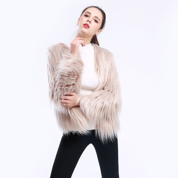 

winter artificial fur coat washed women thickened warm, Black