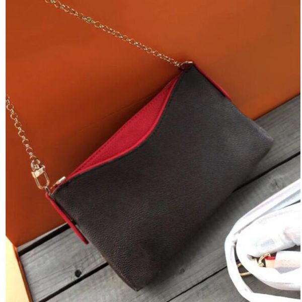 

fashion women handbag purse brown letter print chain genuine leather cross body shoulder messenger tote bag latest, Red;black