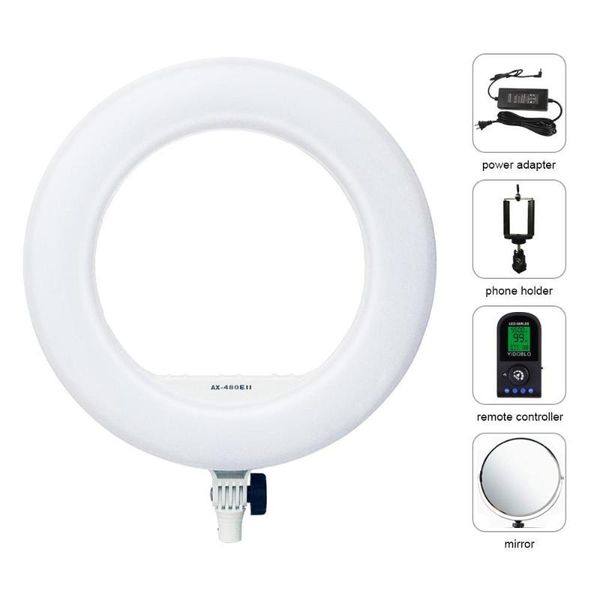 

yidoblo ax-480eii 5500k warm & cold bi-color camera po/studio/phone/video 18'' 240 led ring light lamp makeup flash heads