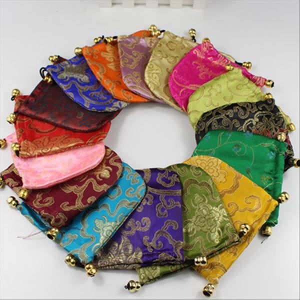

linen small jewelry pouch brocade sachet bag 100pcs/lot, Pink;blue