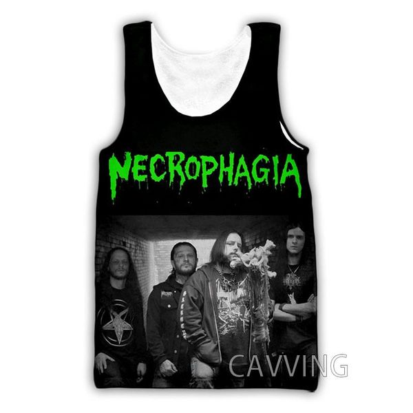 

men' tank cavving 3d printed necrophagia band harajuku vest summer undershirt shirts streetwear for men/women, White;black