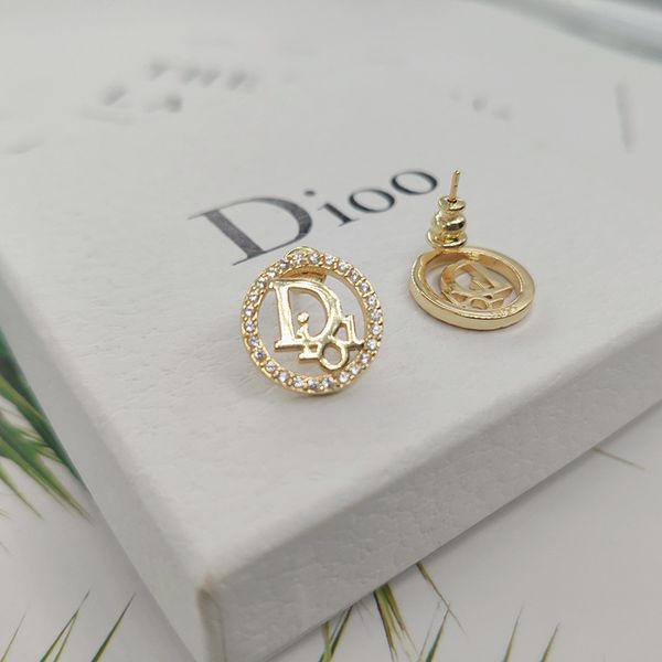 

designer jewelry di home 2021 gold s925 silver needle inlaid letter temperament circle women's earrings net red, Golden