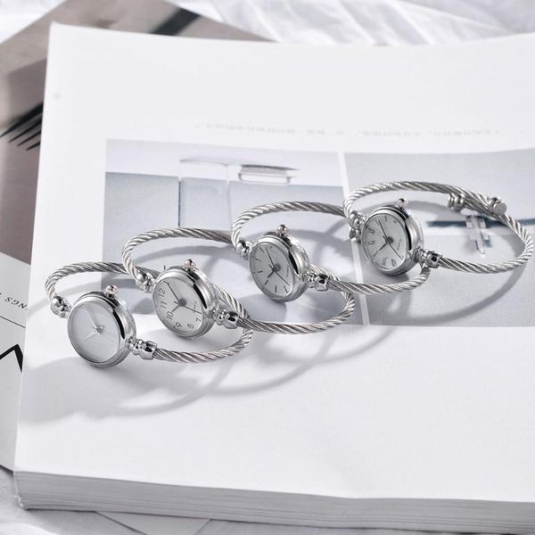 

wristwatches analog quartz wristwatch clock women watch stainless steel bracelet ladies dro #w, Slivery;brown