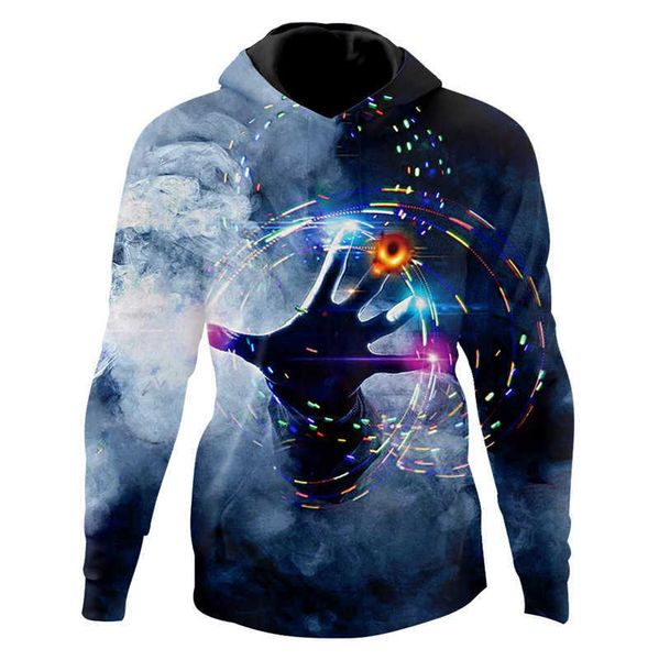 

3d printed men's sweater hoodie large spring 2019 new, Black