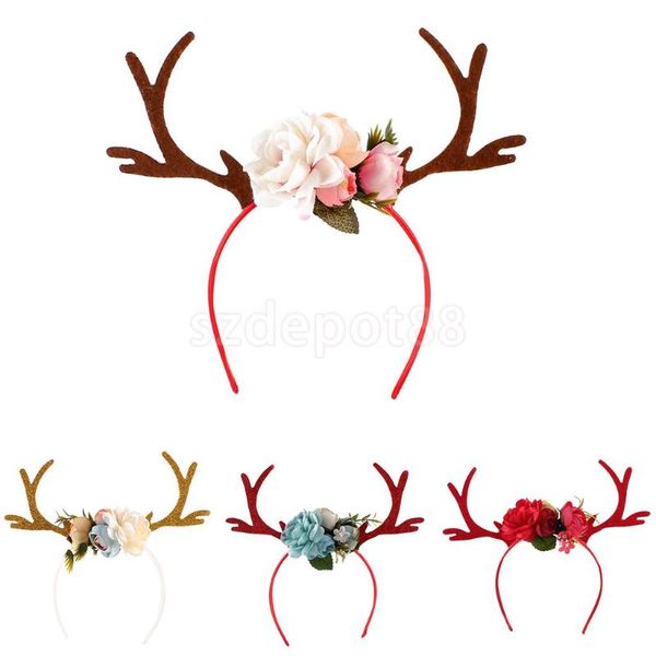 

hair accessories 4 chooseable colors kid christmas deer antlers costume ear party head band prop, Slivery;white