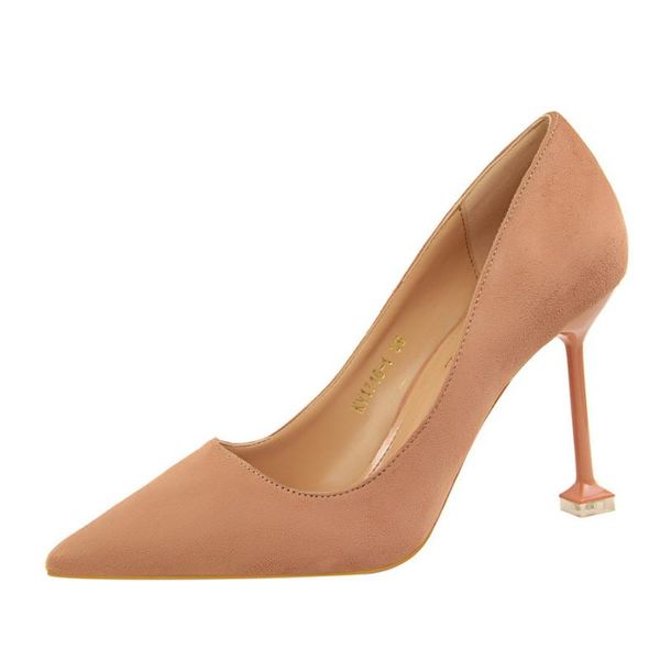 

dress shoes high-heeled women's stiletto suede shallow pointed toe, Black