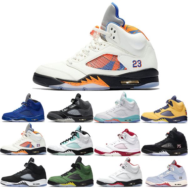 

basketball shoes 5s for men 3 space jam oreo metallic silver laney royal international ice blue fire red wings what the white stealth popula, White;red