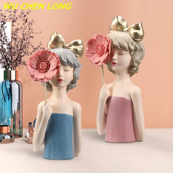 

decorative objects & figurines wu chen long creative flower girl orn fashion figure art sculpture resin crafts home decoration britbday gift