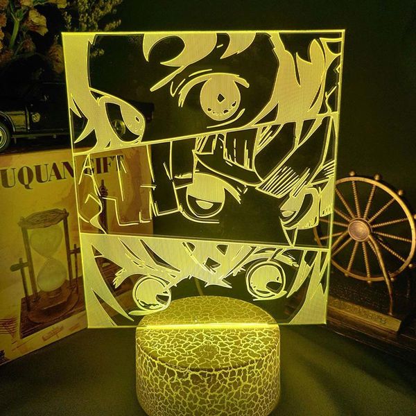 

night lights anime demon slayer agatsuma zenitsu acrylic led light 16rgb changing usb for kids bedroom decor bedside gift drop