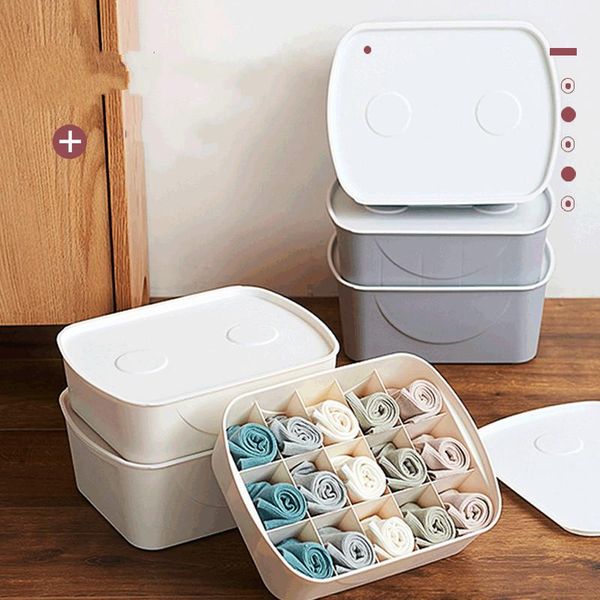 

storage drawers simple multi compartment underwear box household plastic covered socks bra packing dustproof