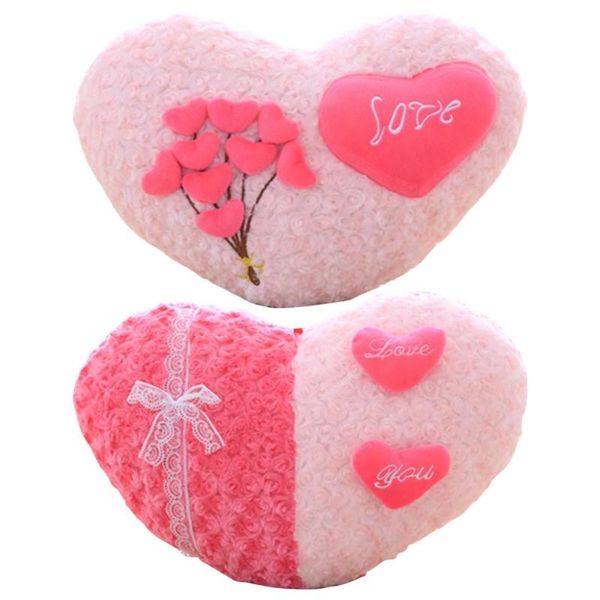 

pillow heart-shaped with pink rose soft bedside leaning cushion sofa bed as a valentine's day wedding gift