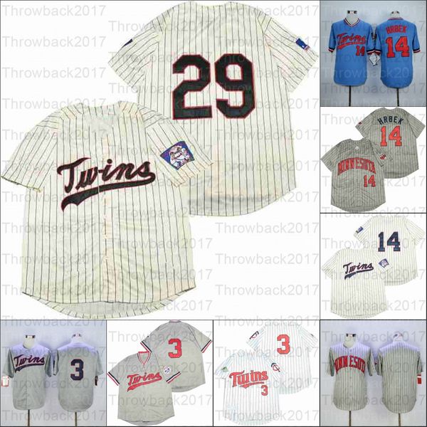 

retro baseball1969 and 1987 home jersey 14 hrbek 34 puckett white black grey blue, Blue;black