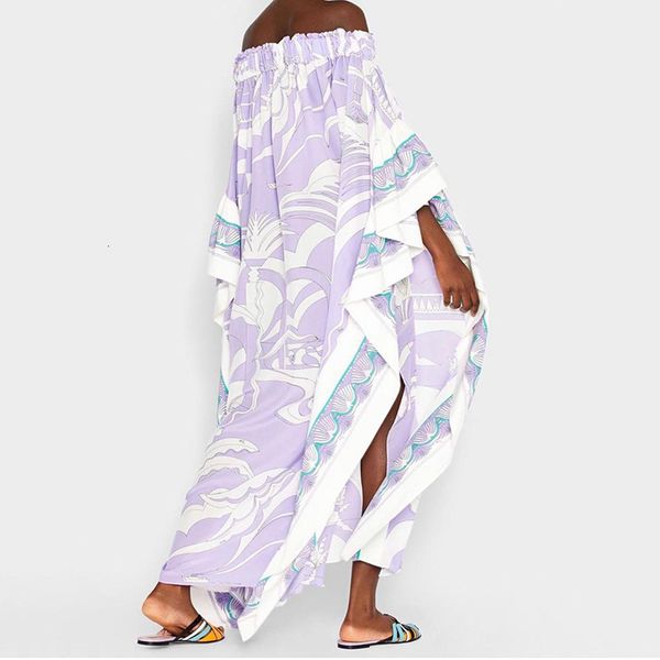 

silk on length split thin dress woman slash neck coconut tree print, Black;gray