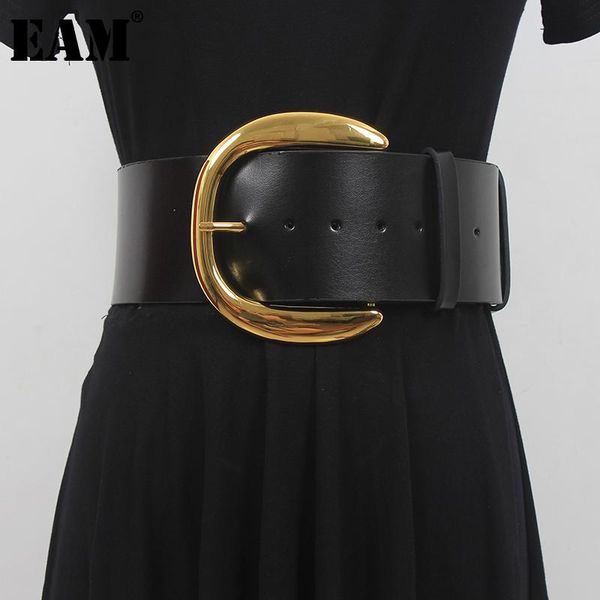 

belts [eam] pu leather black metal buckle long wide belt personality women fashion tide all-match spring autumn 2021 1de1620, Black;brown