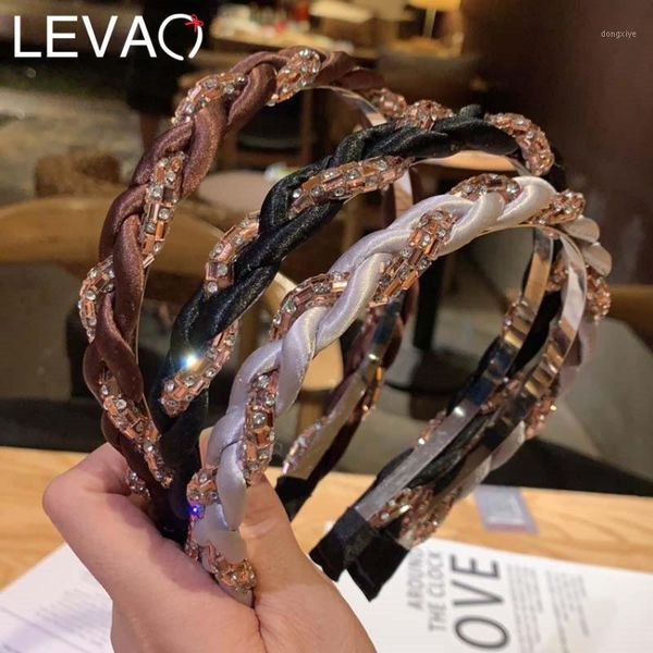 

levao crystal headband wear hoop hair bands accessories girls women rhinestone braided hairband1