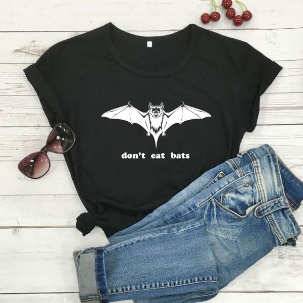 

women's t-shirt don't eat bats slogan graphic women fashion pure cotton funny gift grunge tumblr young hipster tees party cool gir, White