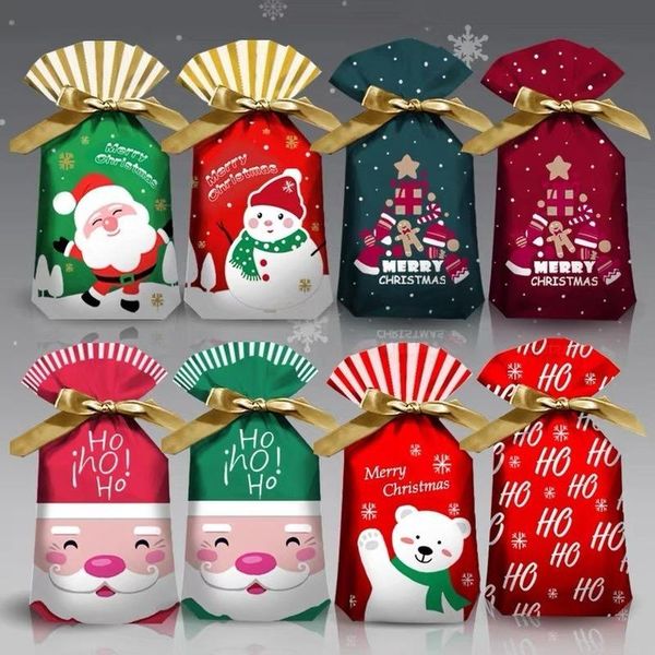 

christmas decorations 5pcs candy packaging santa gift bag xmas plastic elk snow bouquet pocket decoration year 2022 decor