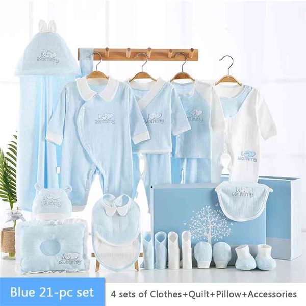 Top 21pcs / 18 pcs nascido bebê macacão infantil de algodão puro roupas de algodão conjuntos eu amo mamãe roupas underwear 210816