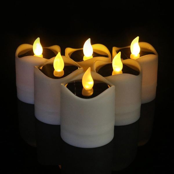 

solar-power electric led candle flickering flameless votive tealight yellow candles