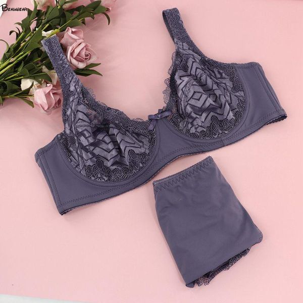 

bras sets beauwear comfortable intimates female underwear suit breath bra set for girls underwire and panty super size 90-105c cup, Red;black