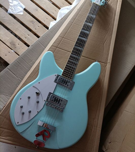 

left-handed 12 strings blue electric guitar,rosewood fretboard