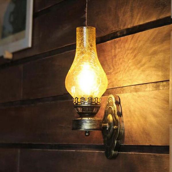 

nordic vintage kerosene creative sconces wall lamps glass lampshade iron light for restaurant aisle bedroom bedside lamp