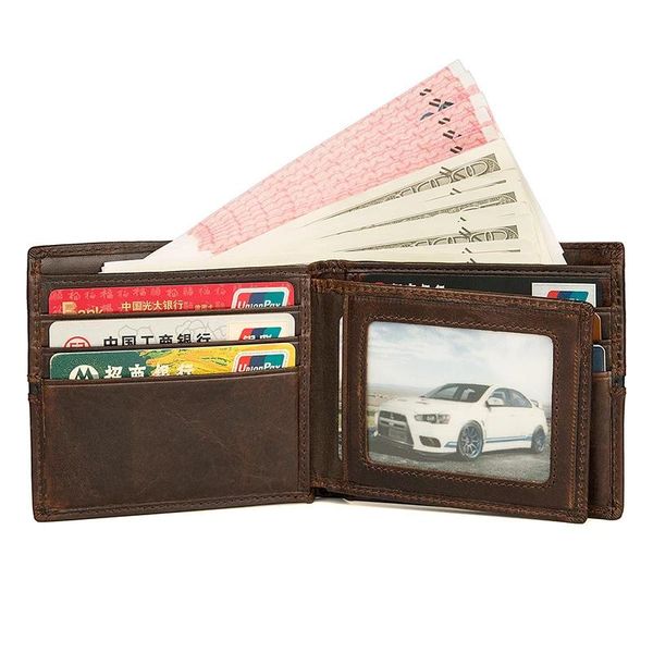 

wallets luufan vintage men's wallet 100% genuine cow leather id holder brand money 8157-3q/8157-3c 2021, Red;black