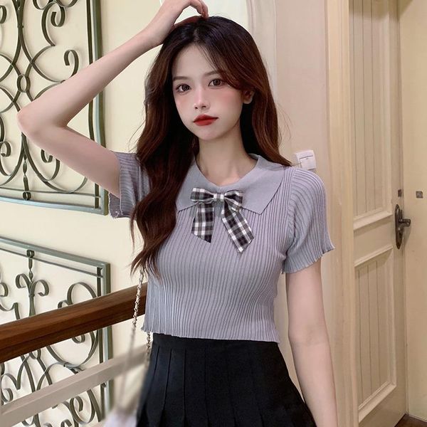 

women's t-shirt jlong short sleeve korean knitwear shirts slim white female