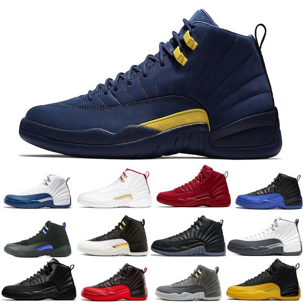 

2022 12s 12 basketball shoes jumpman men black purple bulls dark grey fiba flu game french blue indigo reverse taxi twist utility wings size