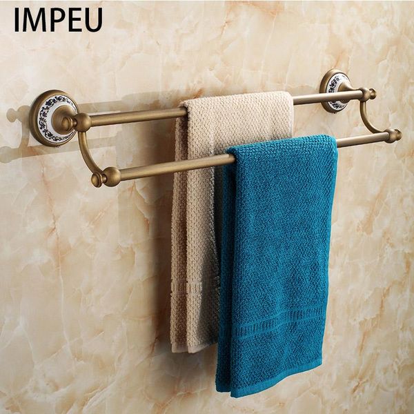

towel racks antique bronze bathroom accessories double ceramic bar home decor rack, customized length available, solid brass