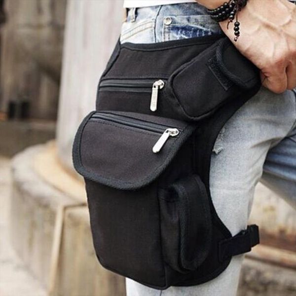 

men canvas drop leg bag waist fanny pack belt military travel motorcycle multi purpose messenger shoulder bags
