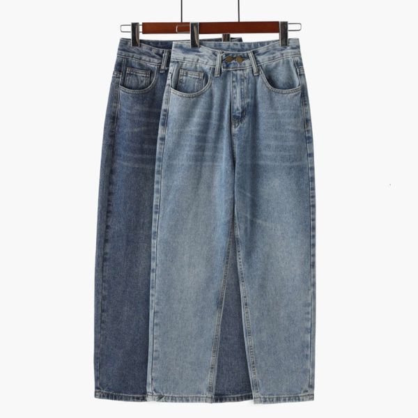 

wide leg high waist autumn tube loose and thin, dragging pants, Blue