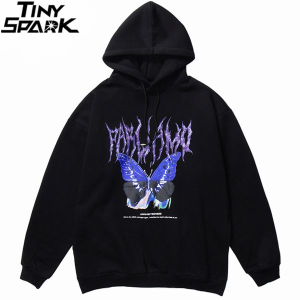 

Men's hip hop Hoodie, butterfly Street clothing, Harajuku, large, cotton, loose, 2021, Black