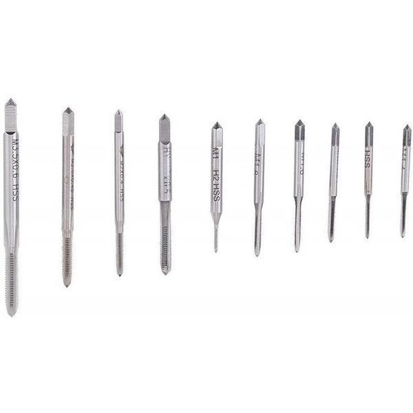 

10pcs hss m1 m1.2 m1.4 m1.6 m1.7 m1.8 m2 m2.5 m3 m3.5 mini tap drill bit machine metric thread set screw hand tools