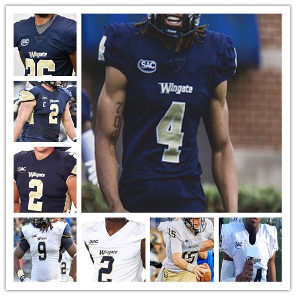 

custom 2021 wingate university football jersey ethan evans shaw crocker jesiah carlton jacob satterfield anderson trevor grant kamal desor k, Black