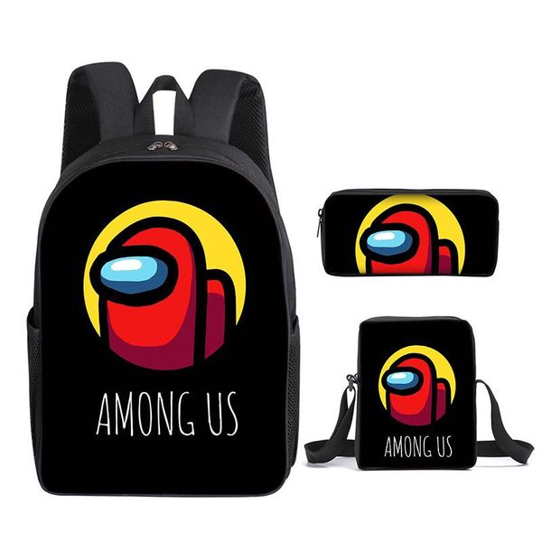 

backpack 3 pieces set am ong us schoolbag boys girls oxford waterproof 3d print lapwomen men casual travel