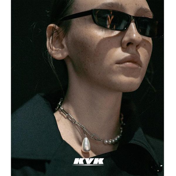 

charm bracelets kvk necklace women's clavicle chain 2021 fashion high-end feeling two pearl original temperament jewelry, Golden;silver