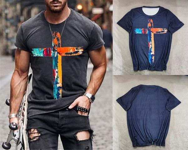 

men's t-shirts summer fashion harajuku colorful cross printed o collared tshirts oversized vintage short sleeve fishing t shirts, White;black