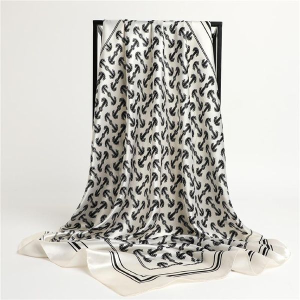 

scarves solider satin silk square scarf women 90cm*90cm kerchief hair band print arrow muslim headscarves hijab bandana shawl wrap, Blue;gray