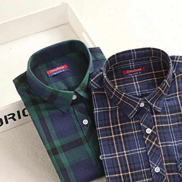 

womens shirt plaid women loose plus size blouse female long sleeve blouses cotton flannel casual blusas, White
